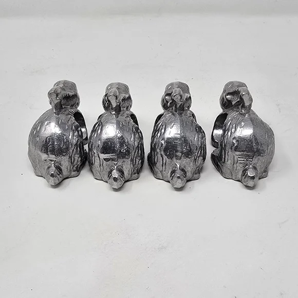 Vtg bunny rabbit napkin rings holders farmhouse easter cottagecore set of 4 - Picture 4 of 5